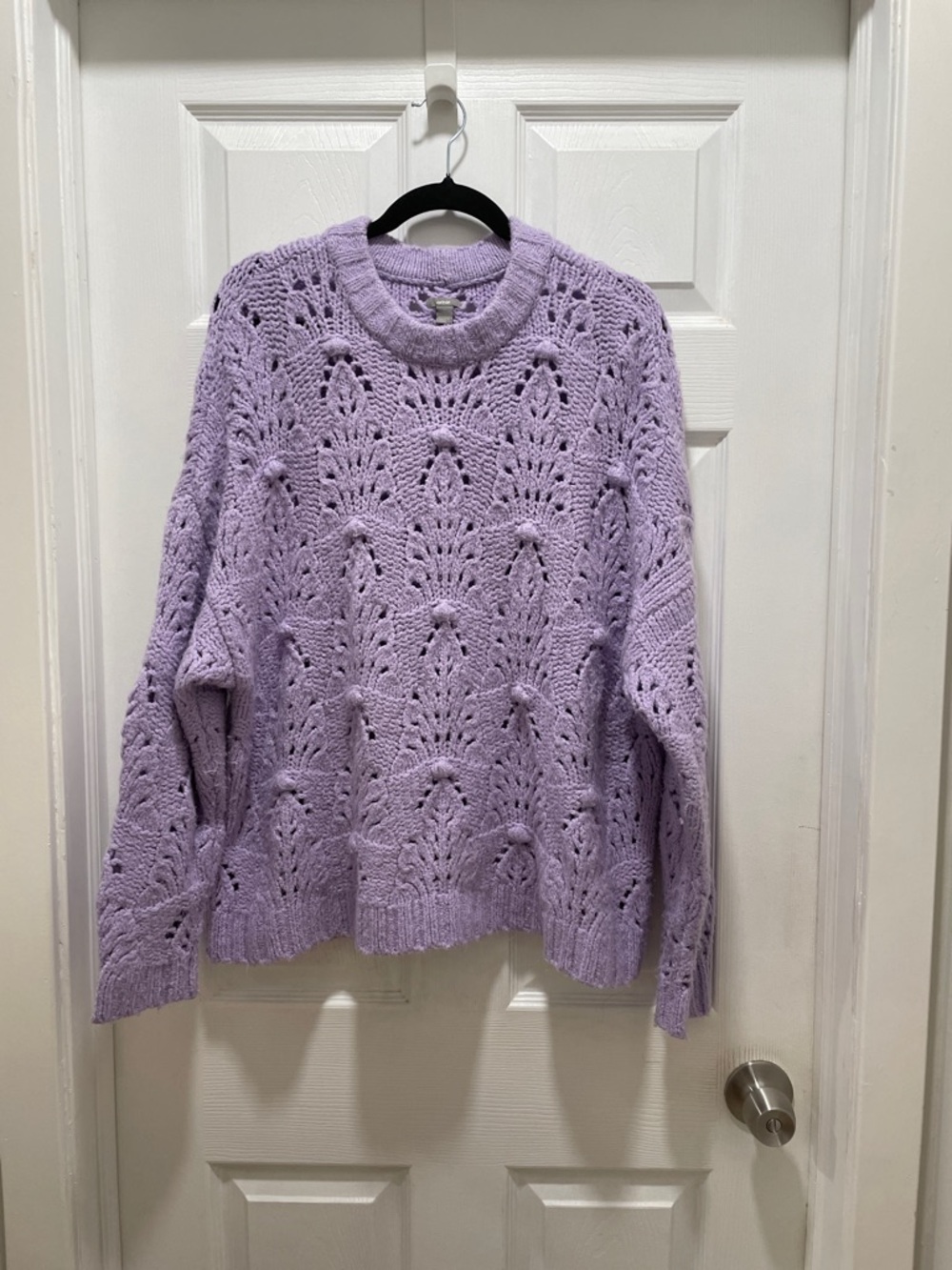 Aerie Lilac Openwork Crewneck Sweater